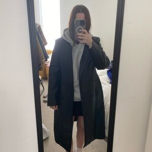 Faux Leather Trench Coat